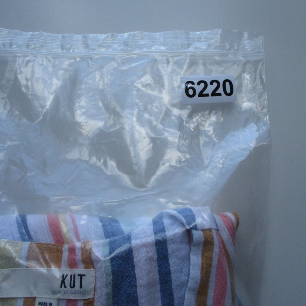 Kut From The Kloth Womens S Yellow Pink Striped Tunic Summer Surplice Blouse - Picture 11 of 11